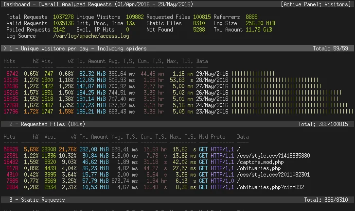 GoAccess dashboard